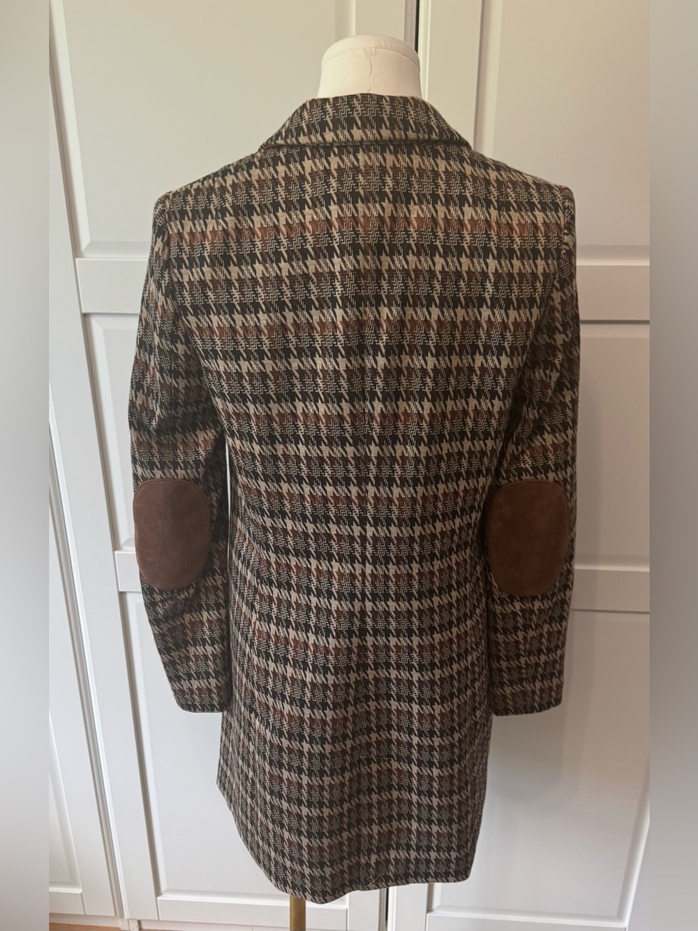 Tommy Hilfiger Plaid Houndstooth Blazer w Faux Leather Pocket Trim Size:6 NWOT - Picture 7 of 16